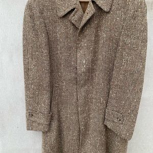 Vtg Mens RJW CLASSIC 70’s Men’s Sz Med.OVERCOAT brown / cream Excel